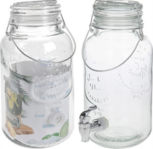 Bryggeglas / Dispenser med tappehane, hank og patentlåg til kombucha, 4 liter